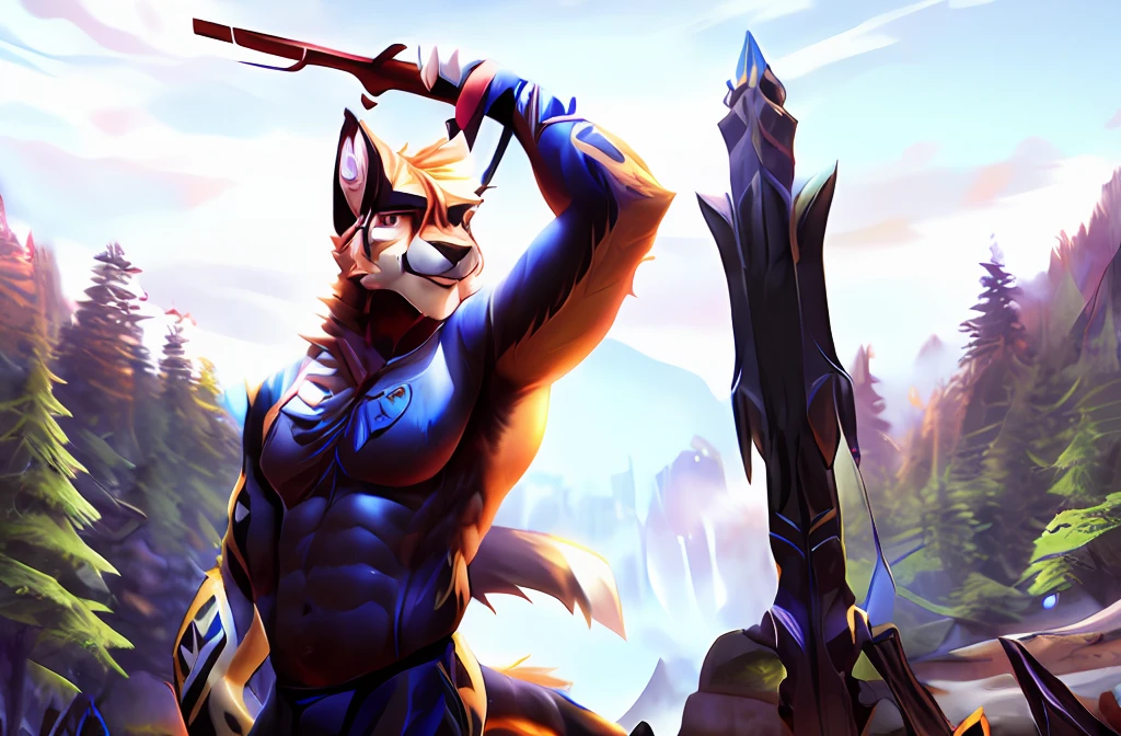 there is a cat in a black suit holding a stick, anthro art, pov furry art, commission for high res, furry art, anthropomorphic lynx, furry fantasy art, anthropomorphic furry art, masterpiece anthro portrait, anthro digital art, commission art, furry art!!!, very very beautiful furry art, commission on furaffinity