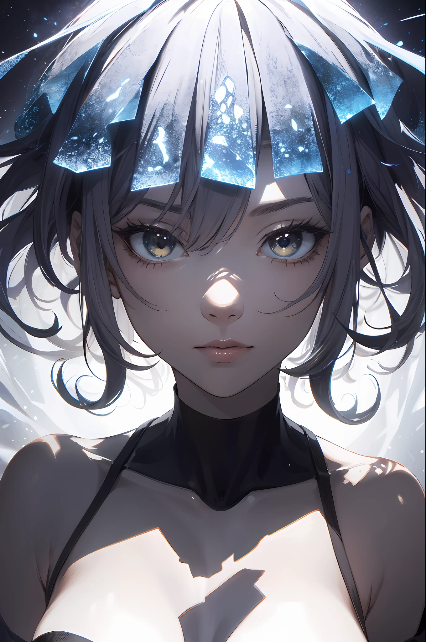 Anime girl with a blue hat and a black top - SeaArt AI