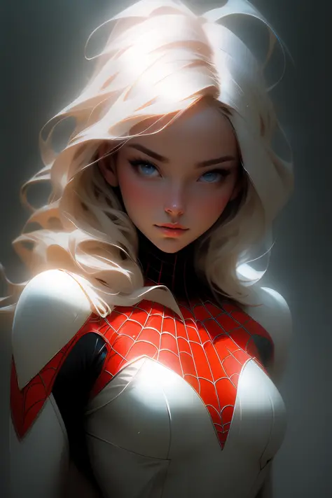 gold and white, spiderman, drip suit, magical, highly detailed, trending in artstation, unreal engine 4k, stanley artgerm lau ci...