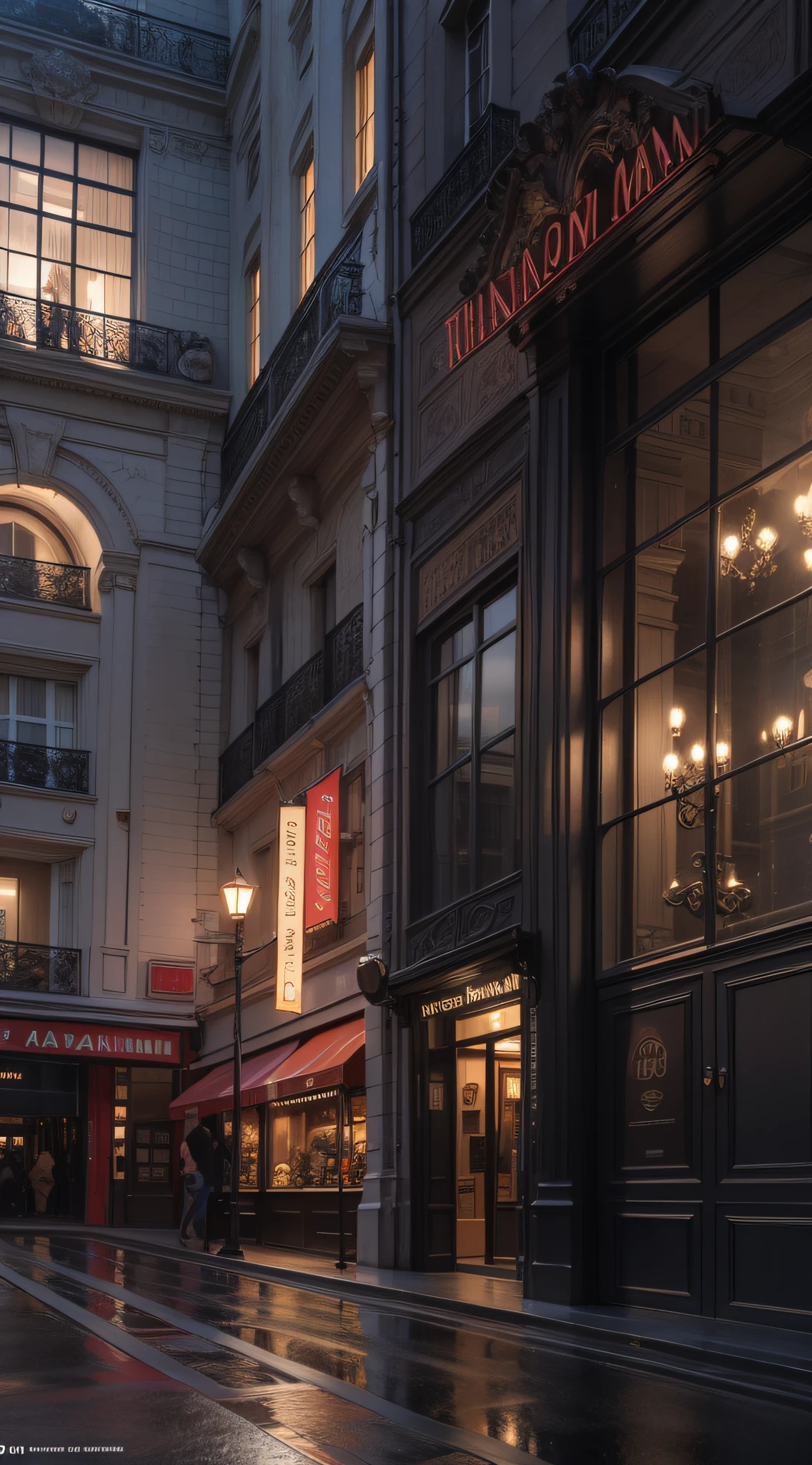 Style fusion, ornate, Club, Furry, landscape, textured, Motion blur, gameart, charcoal colors, Haussmann Paris, lantern lighting, Hyperrealistic intricate detail, finely detailed, car interior design, Octane render,