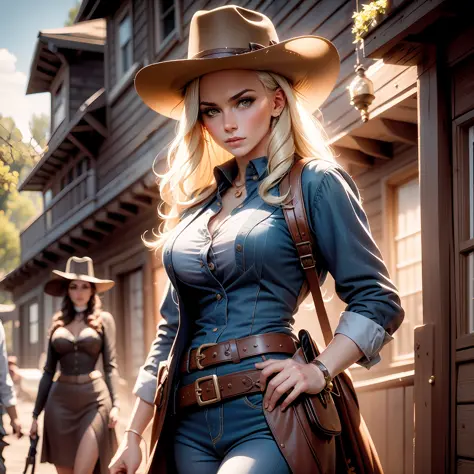 style; beautiful women in the american wild west. gender; old movie. emotion; old west, melancholic and cinematic. scene; women ...