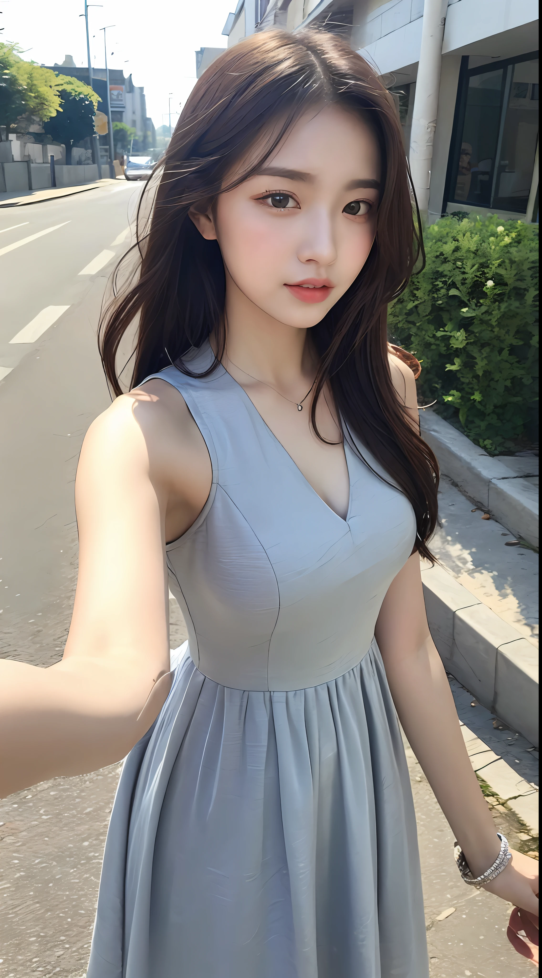 Selfie Superb Beauty Very Beautiful Fair Skin Very Beautiful Medium Long Hair Wearing A Dress 4640