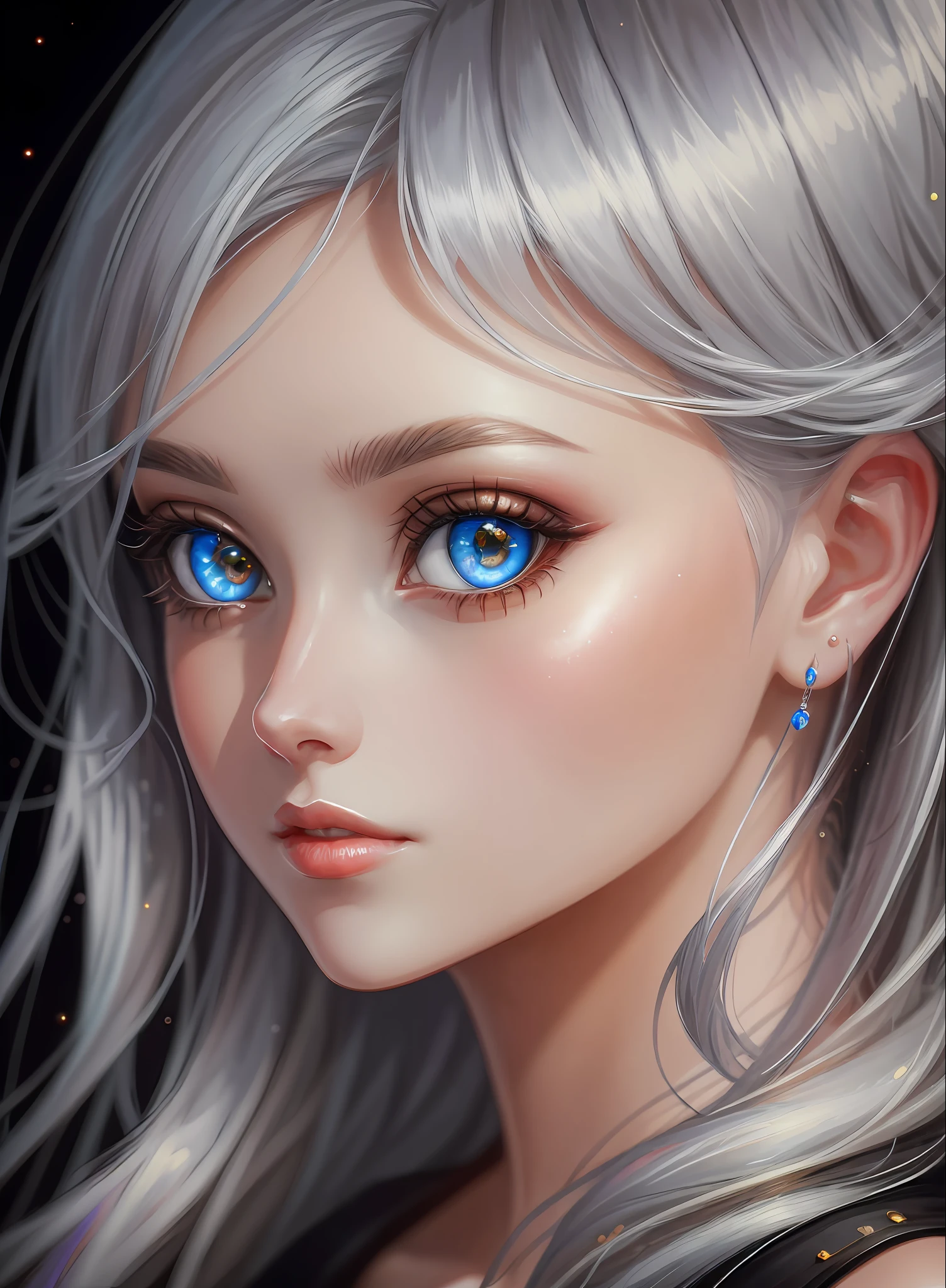 ((Best Quality)), ((Masterpiece)), (Real)), (Detail),Anime Style, (1 woman) Close-up portrait of a silver-haired pretty woman, beautifully shining eyes like crystal clear glass, 4K high-definition digital art, stunning digital illustrations, stunning 8K artwork, colorful digital fantasy art, colorful and bright, beautiful digital artwork, colorful digital painting, digital anime art, portrait of beautiful and pretty woman, 8k hd digital wallpaper art, digital painting