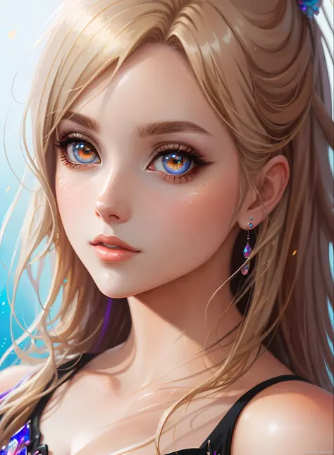 ((Best Quality)), ((Masterpiece)), (Real), (Detail),Anime Style, (1 woman) Close-up of blonde pretty woman, beautiful and moisturized eyes like crystal clear glass, face without makeup, 4K high-definition digital art, stunning digital illustrations, stunni...