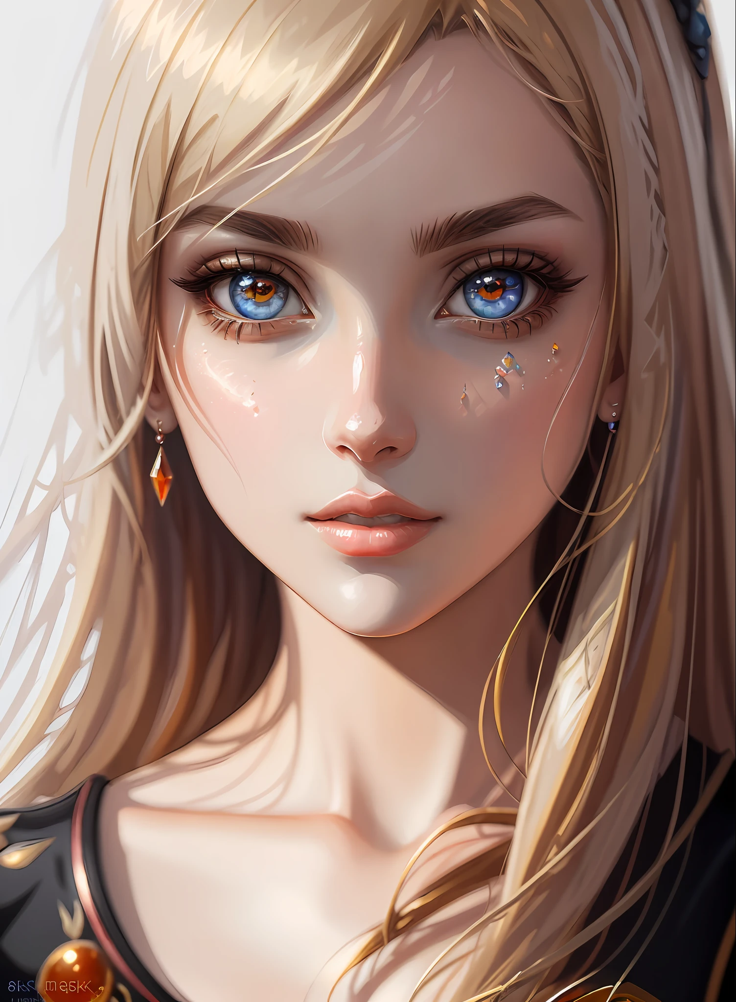 Cute anime girl portrait, digital painting. Close-up illustration