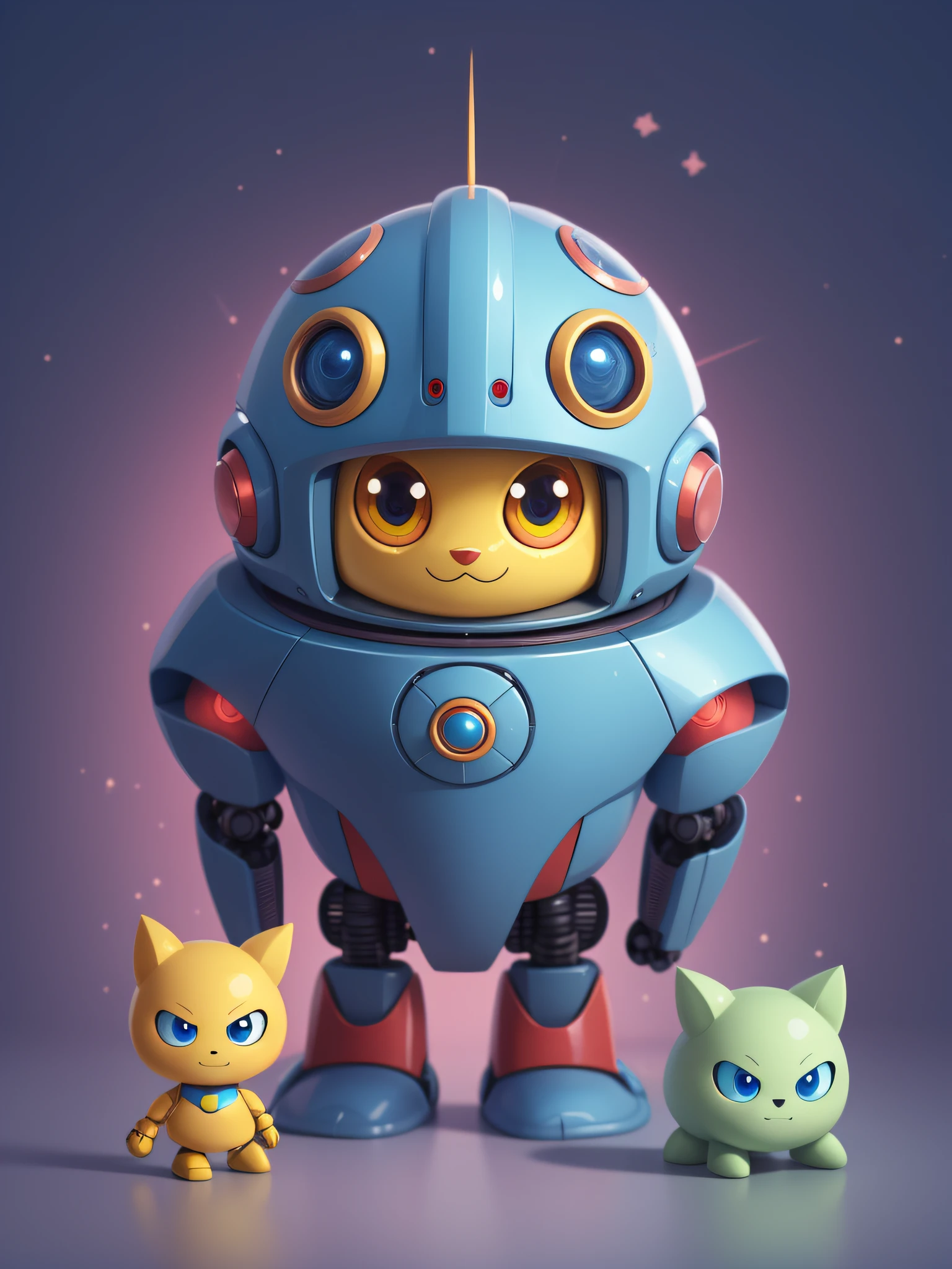 azul fofo bonito robô amarelo aiobras de arte adorável fofoadorável fofokawaii fantasiapersonagem fantasiacriatura robotização robotnik