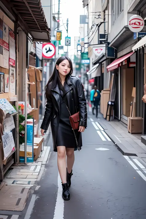 a woman with a new background in the city of seoul