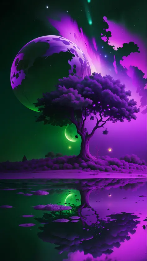 tree and night and starry sky