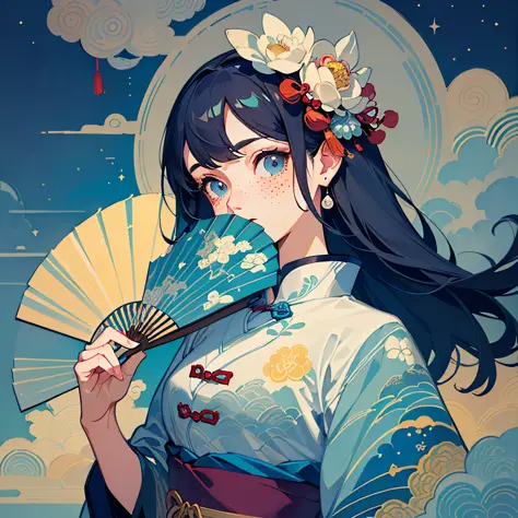 ((Masterpiece)), ((Ultra Detailed)), ((Best Quality)), Beautiful Detailed Eyes, Detailed Face, Best Lighting, Best Shadow, 1 Front Bust Girl, Solo, ((Traditional Chinese Chinese Style, Edge Lighting, Flat 2D Style, Disney 2D)), ((Main Color is Traditional ...