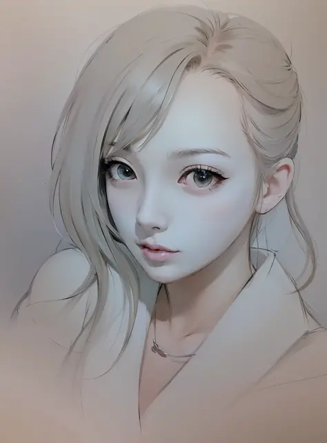Drawing of girl with long hair and collared shirt, anime sketch, anime shadow), manga drawing, line sketch!, anime shadow, color...