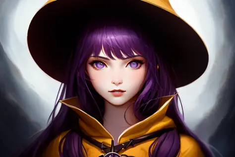 portrait of a small vampire woman wearing a yellow cloak, detailed face, fantasy, highly detailed, cinematic lighting, digital a...