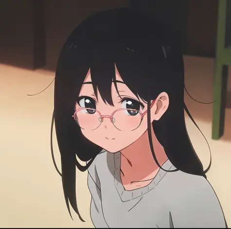 anime girl with glasses and a gray shirt looking at the camera, nagatoro, anime visual of a cute girl, anime moe artstyle, anime best girl, sui ishida with black hair, as an anime character, close up of a young anime girl, she has a cute expressive face, i...