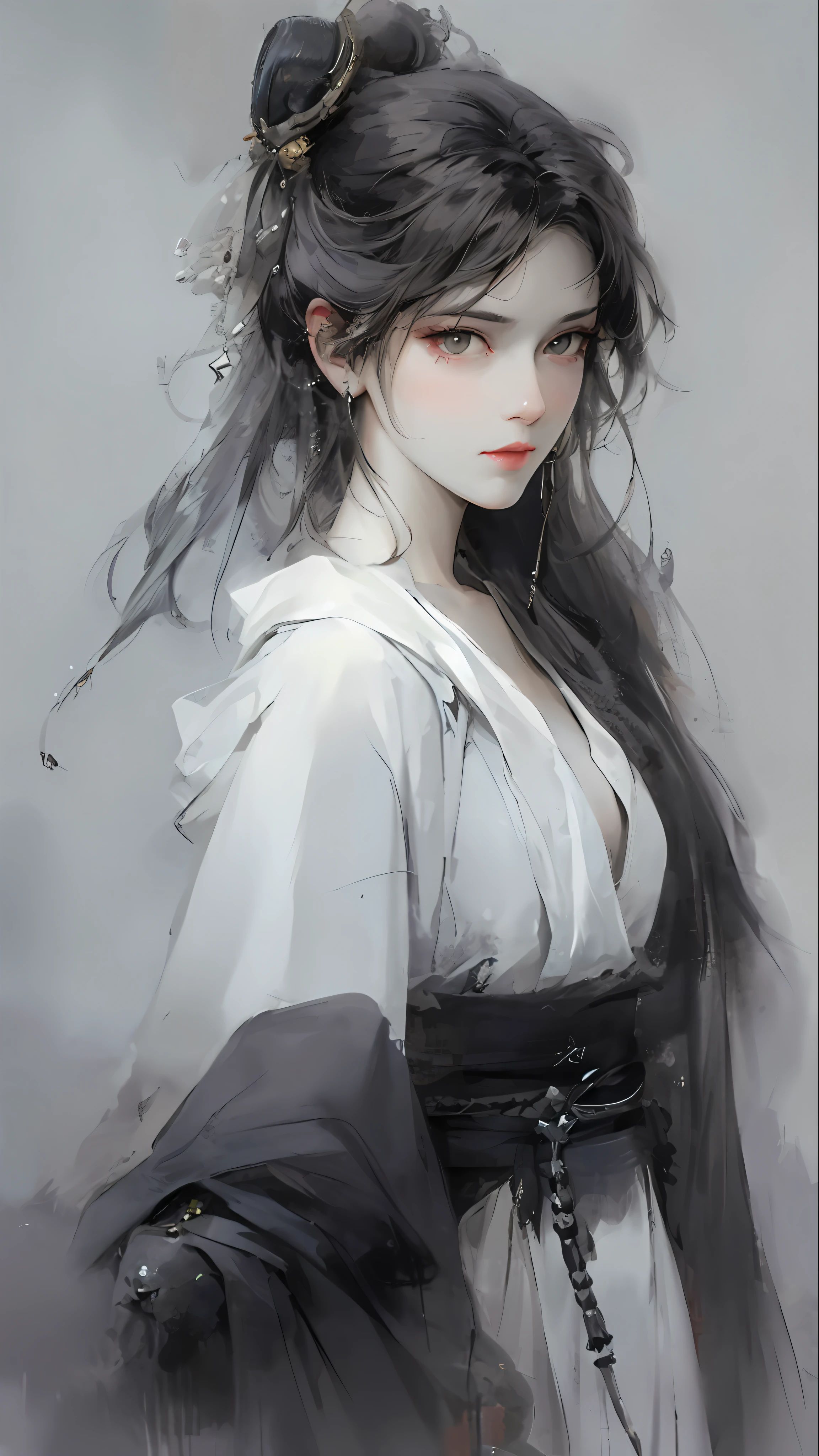 un primer plano de una mujer con cabello blanco y una máscara blanca, hermosa pintura de personajes, guweiz, obra de arte al estilo de guweiz, deidad de pelo blanco, by Yang J, Arte de personajes exquisito y épico., impresionante arte de personajes, por Fan Qi, por Wuzhun Shifan, guweiz en pixiv artstation