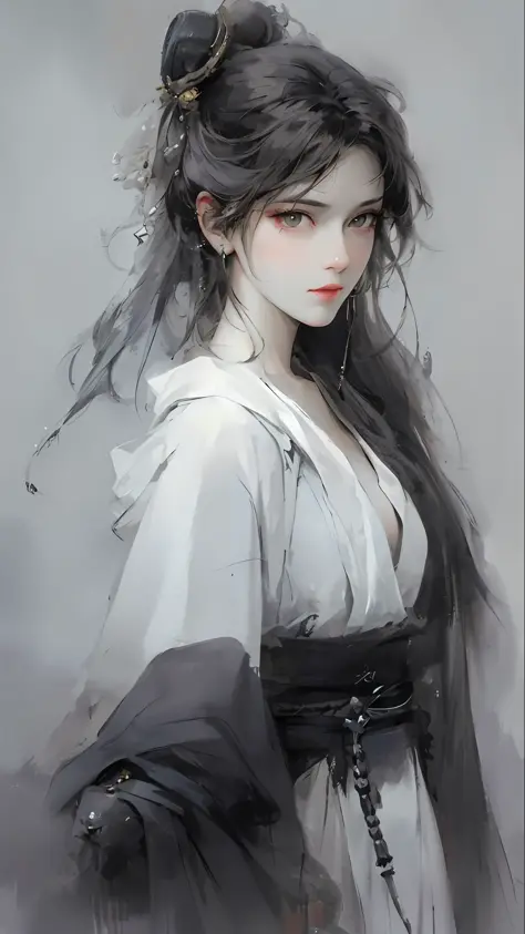 a close up of a woman with white hair and a white mask, beautiful character painting, guweiz, artwork in the style of guweiz, wh...