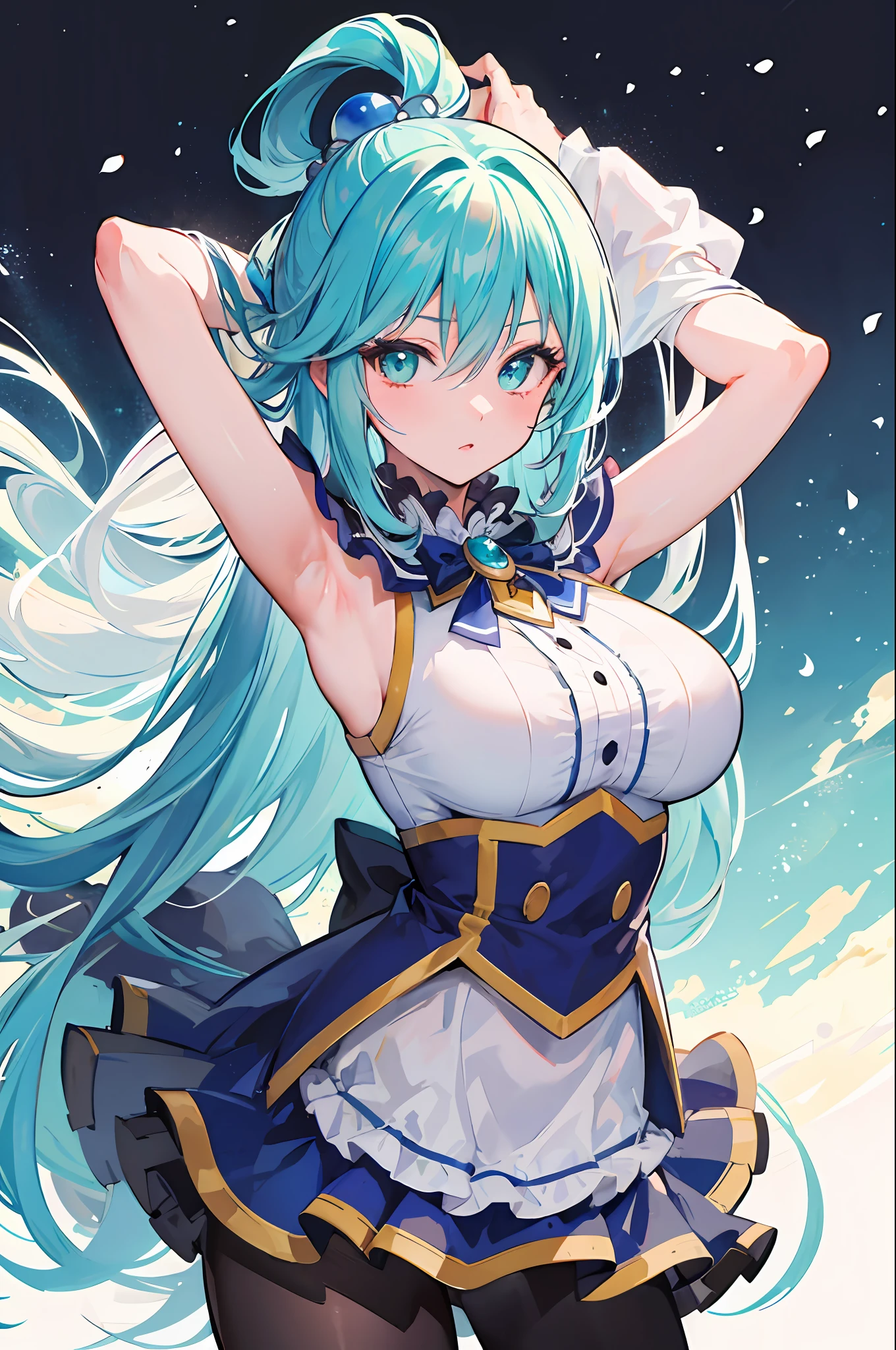 A close up of a woman with blue hair and a blue dress（aqua (konosuba)) -  SeaArt AI