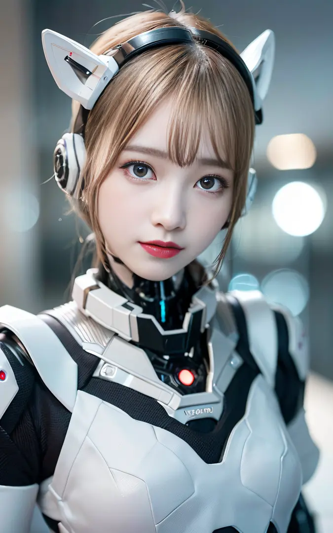 A female robot, white armor, futuristic, sci-fi, high-tech,(ulzzang-6500-v1.1), (idol), (detailed eyes),(detailed facial feature...