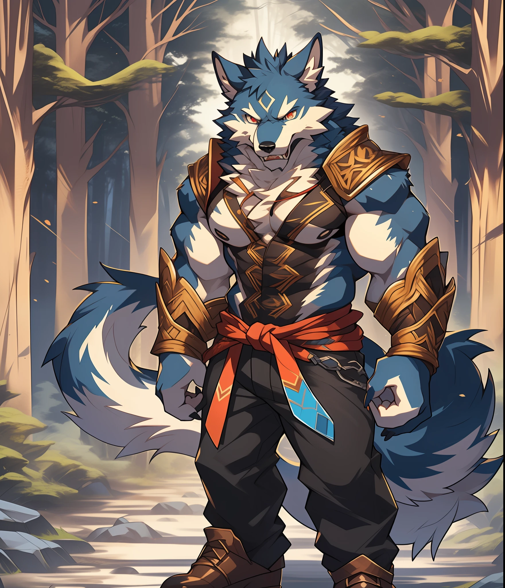 Furry muscular werewolf male w - SeaArt AI