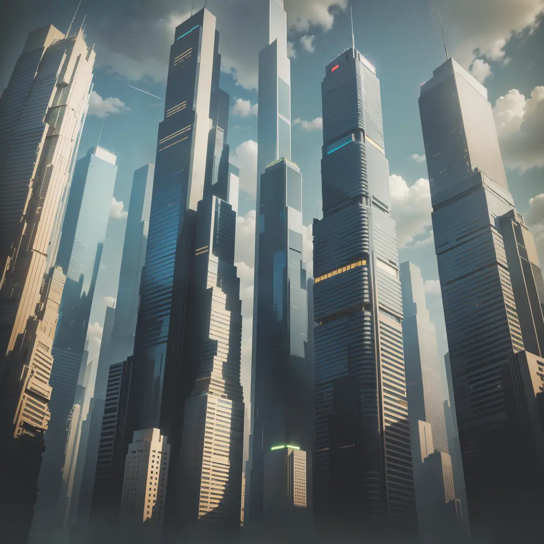 Cyberpunk　Skyscrapers　A futuristic world　SF Utopia　bestquality　master masterpiece　Ultra High Resolution