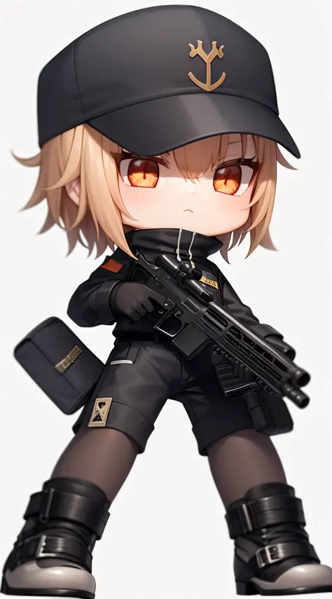 A woman in uniform with a gun and a bag, M4 SOPMOD II Girls Front, Girls Front style, exquisite details. Girl Front, From Girl F...