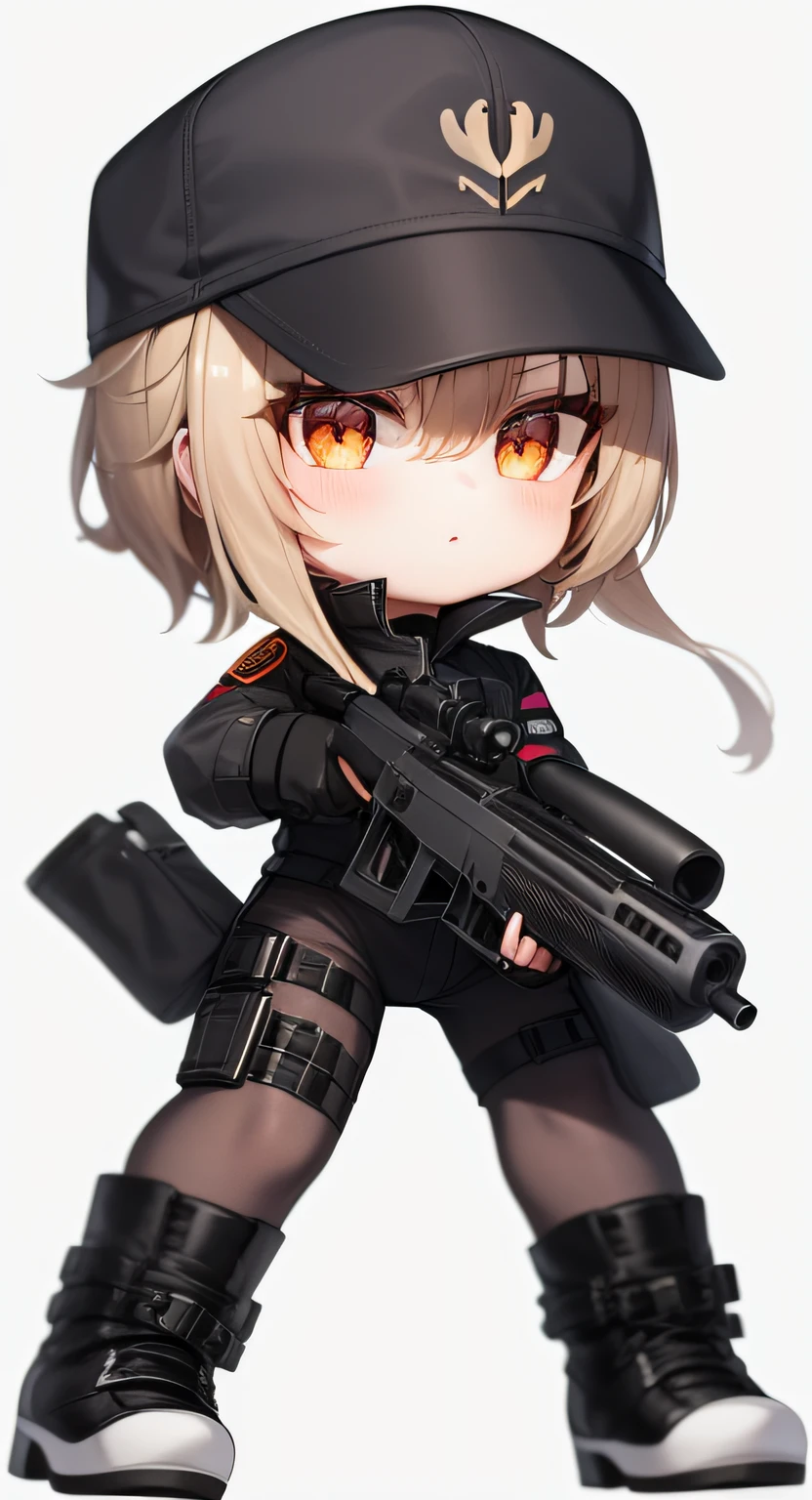 A woman in uniform with a gun and a bag, M4 SOPMOD II Girls Front, Girls Front style, exquisite details. Girl Front, From Girl Front, Ga Moe Yandere Grimdark, Gapmoe Yandere, Girl Frontier CG, With Rifle, Maple Story Gun Girl, Girl Frontier Universe, Yandere Intricate, Female Action Anime Girl, Shooting Stance, White Stockings, High Heeled Boots --auto