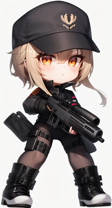 A woman in uniform with a gun and a bag, M4 SOPMOD II Girls Front, Girls Front style, exquisite details. Girl Front, From Girl F...