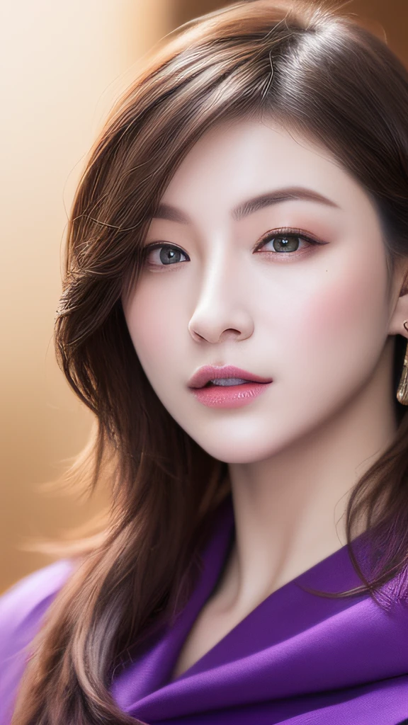 ((master masterpiece)))、(((best-quality)))、((ultra- detailed))、(hyper-realistic)、(Highly detailed CG illustrations)、Cinematic light、photo-realistic、Very beautiful young woman、(Beautiful face and lips)、Light makeup、Complex purple iba、Purple cloak、spear、Trending on ArtStation