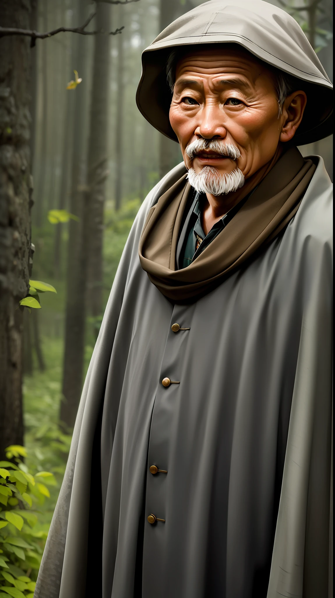 1
An Araved man with a long beard and a hat stands in front of the forest, wise old man, An old man, portrait photo of an old man, old man, old man portrait, asian man, an 80 year old man, author：Han Lei, an oldman, asian human, peaceful expression, oriental face,