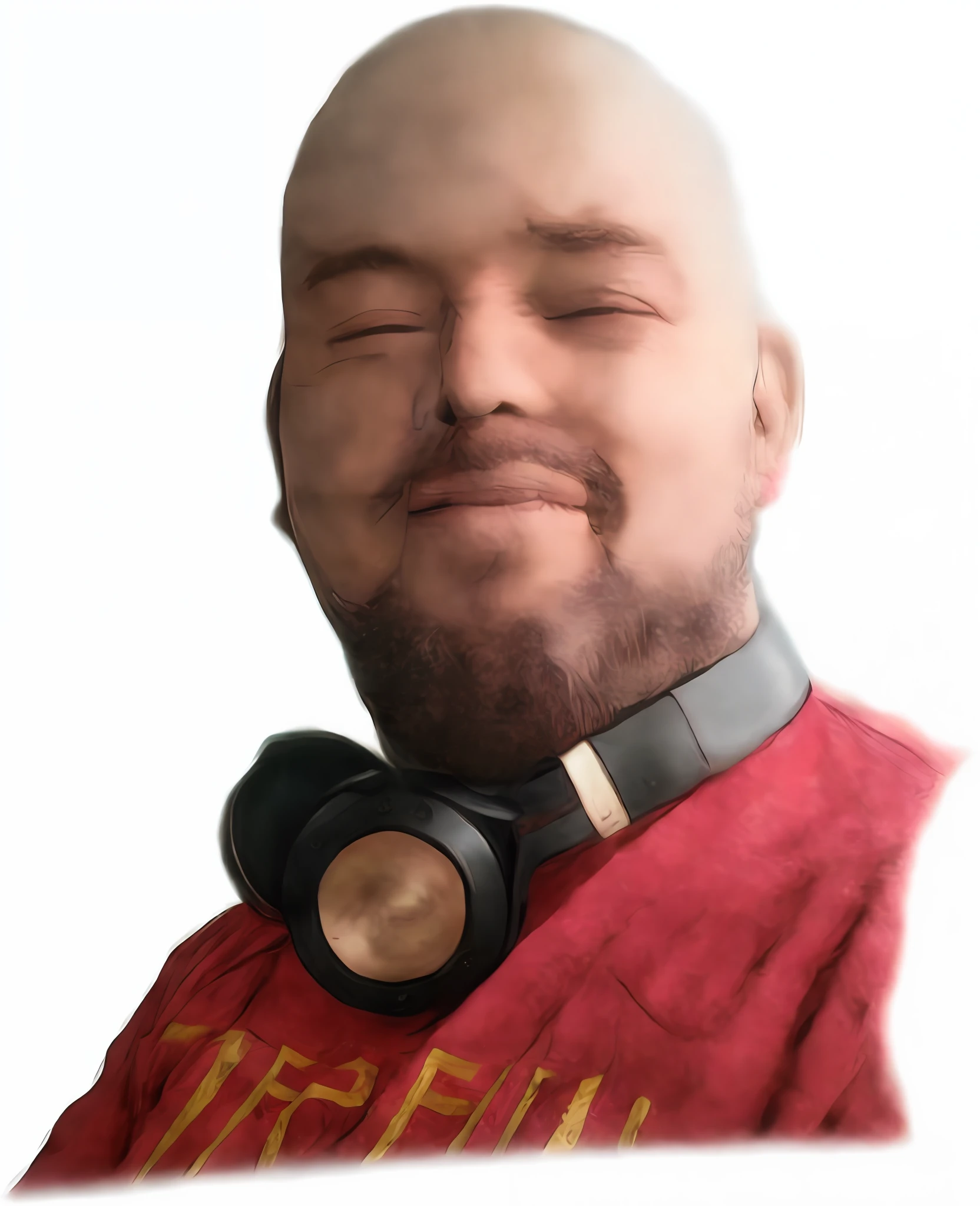 There is a man with a bald head and a red shirt - SeaArt AI