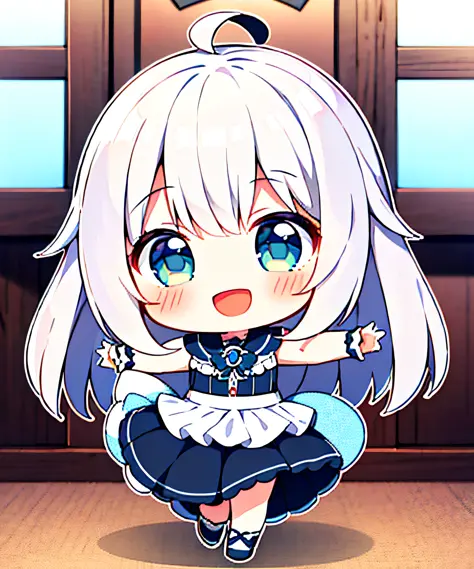 1girl, (chibi:1.3),
full body
looking at viewer, blush, smile, :d, open mouth
small girl dancing, white hair,
looking at viewer,