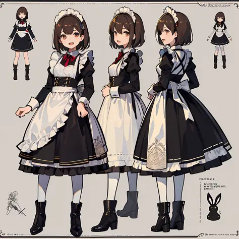 (Ultra fine illustration:1.2)( Perfect anatomy:1.4), hyperdetail, ultra- detailed,Beautiful,1girle, solo,( Concept art:1.5), (Small breasts, long sleeve, Light Smile, Open mouth, 17 years old, Brown hair, Short hair, , Golden eyes,, Black blouse, long slee...