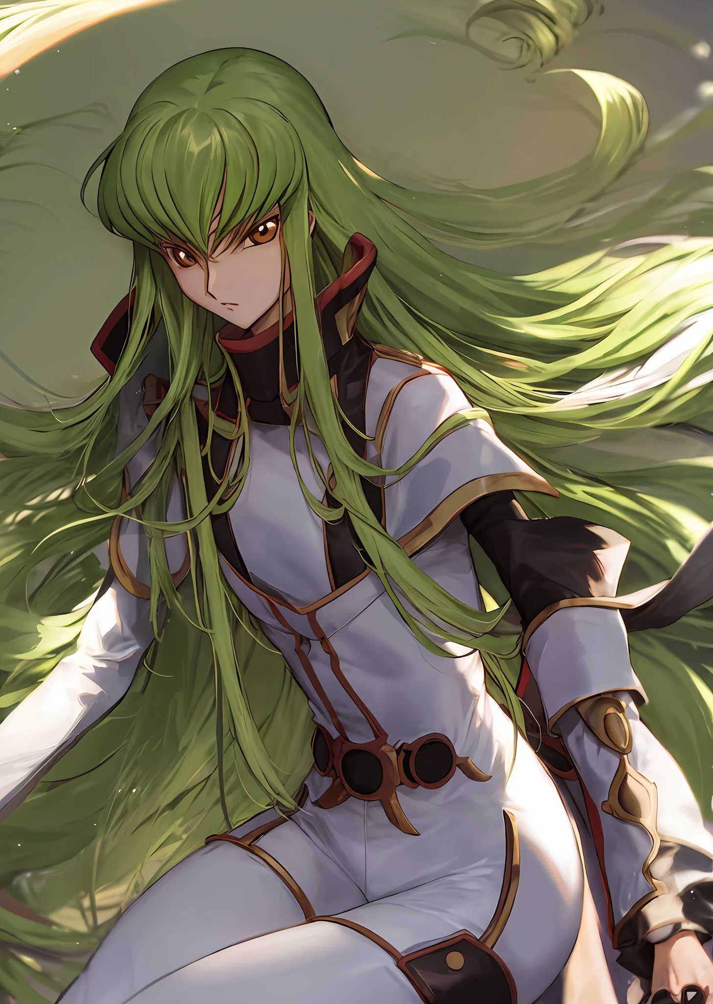 CC, cabelo encaracolado, Jiezuo, Code Geass, cabelo muito comprido, collant branco