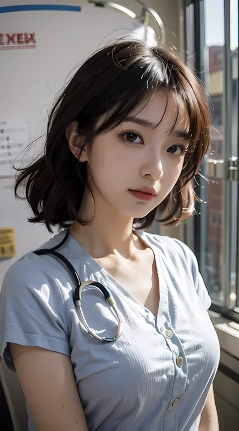 anime character in a hospital room with a nurse and other medical personnel, artwork in the style of guweiz, doctor, Anime art w...