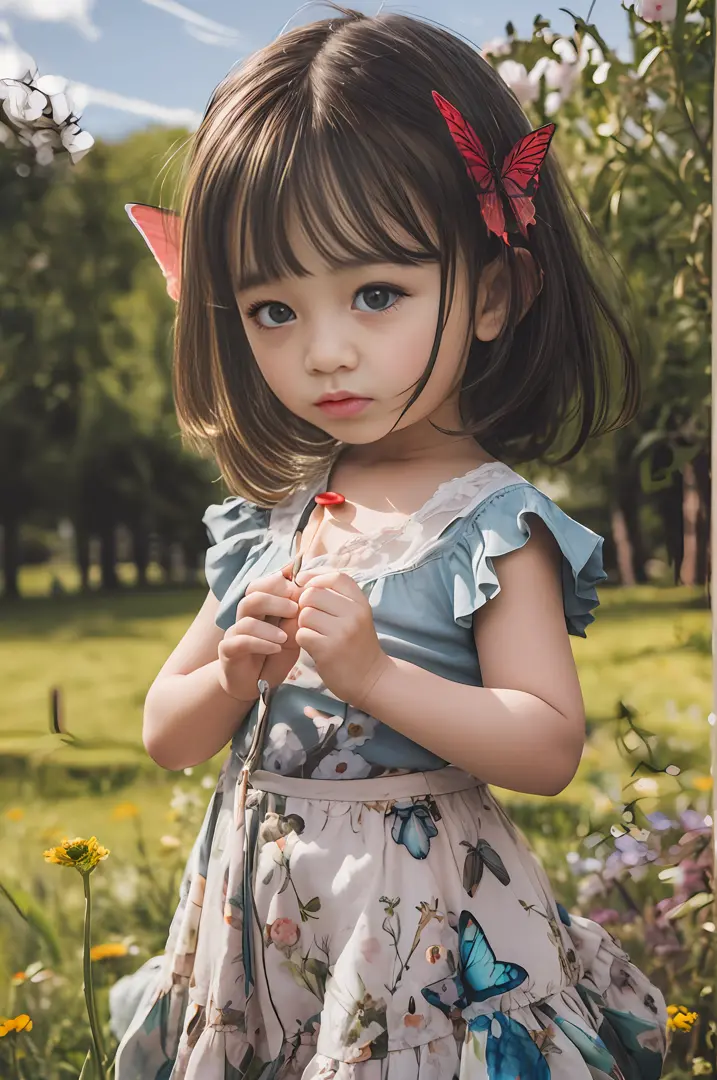 High Detail, Ultra Detail, 8K, Ultra High Resolution A cute and innocent girl, child, toddler, enjoying her time in the open fie...