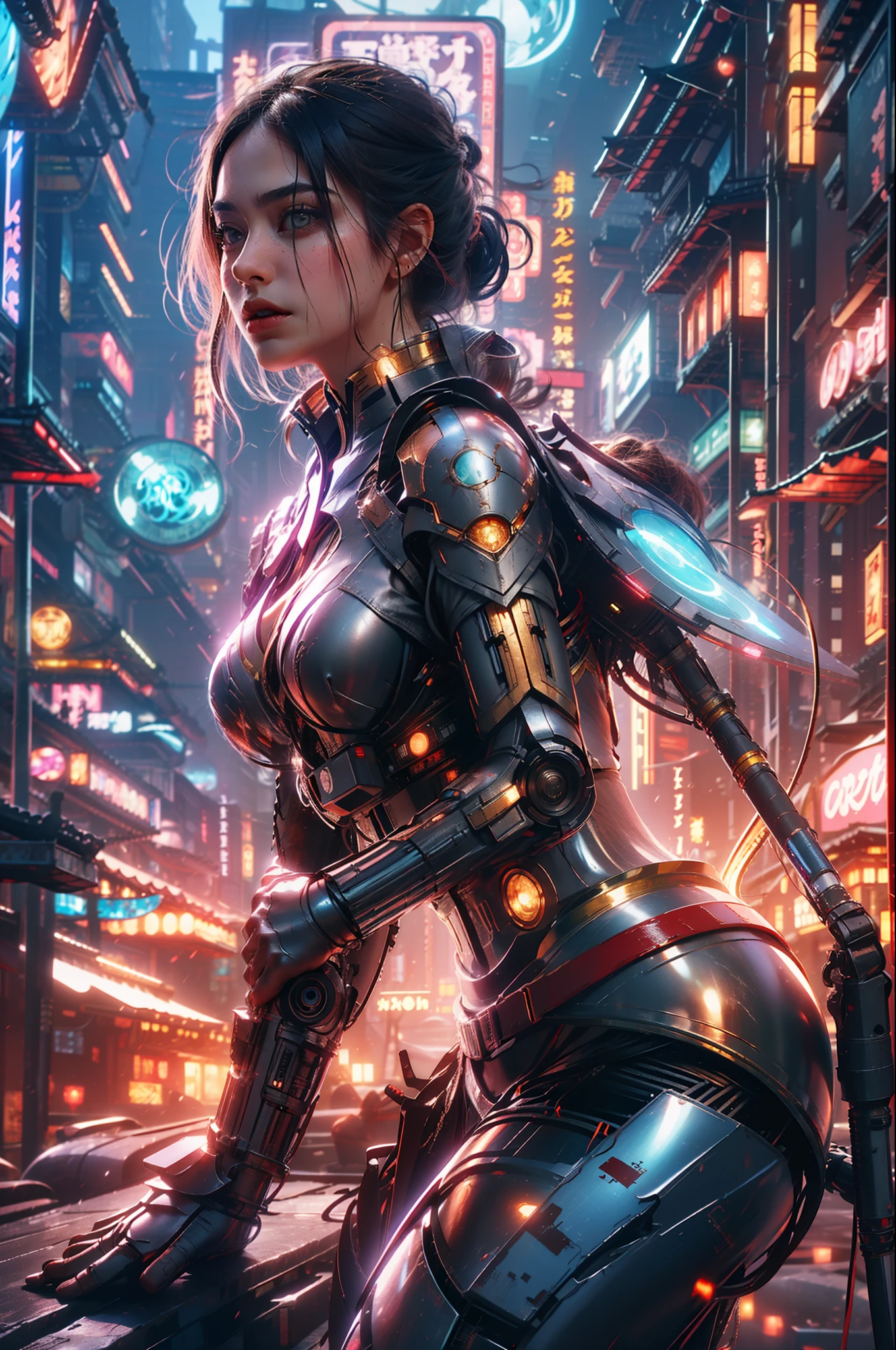 (1girl:1.3), solo,__body-parts__, official art, unity 8k wallpaper, ultra detailed, beautiful and aesthetic, beautiful, masterpiece, best quality, RAW, masterpiece, super fine photo,, best quality, super high Resolution, photorealistic, sunlight, full body portrait, stunningly beautiful,, dynamic pose, delicate face, vibrant eyes, (side view), she is wearing a futuristic Iron Man mech, pink and gold, Highly detailed abandoned warehouse background, detailed face, detailed complex busy background, messy, gorgeous, milky, high detailed skin, realistic skin details, visible pores, sharp focus, volumetric fog, 8k uhd, dslr camera, High quality, film grain, fair skin, photorealism, lomography, sprawling metropolis in a futuristic dystopia, view from below, translucent