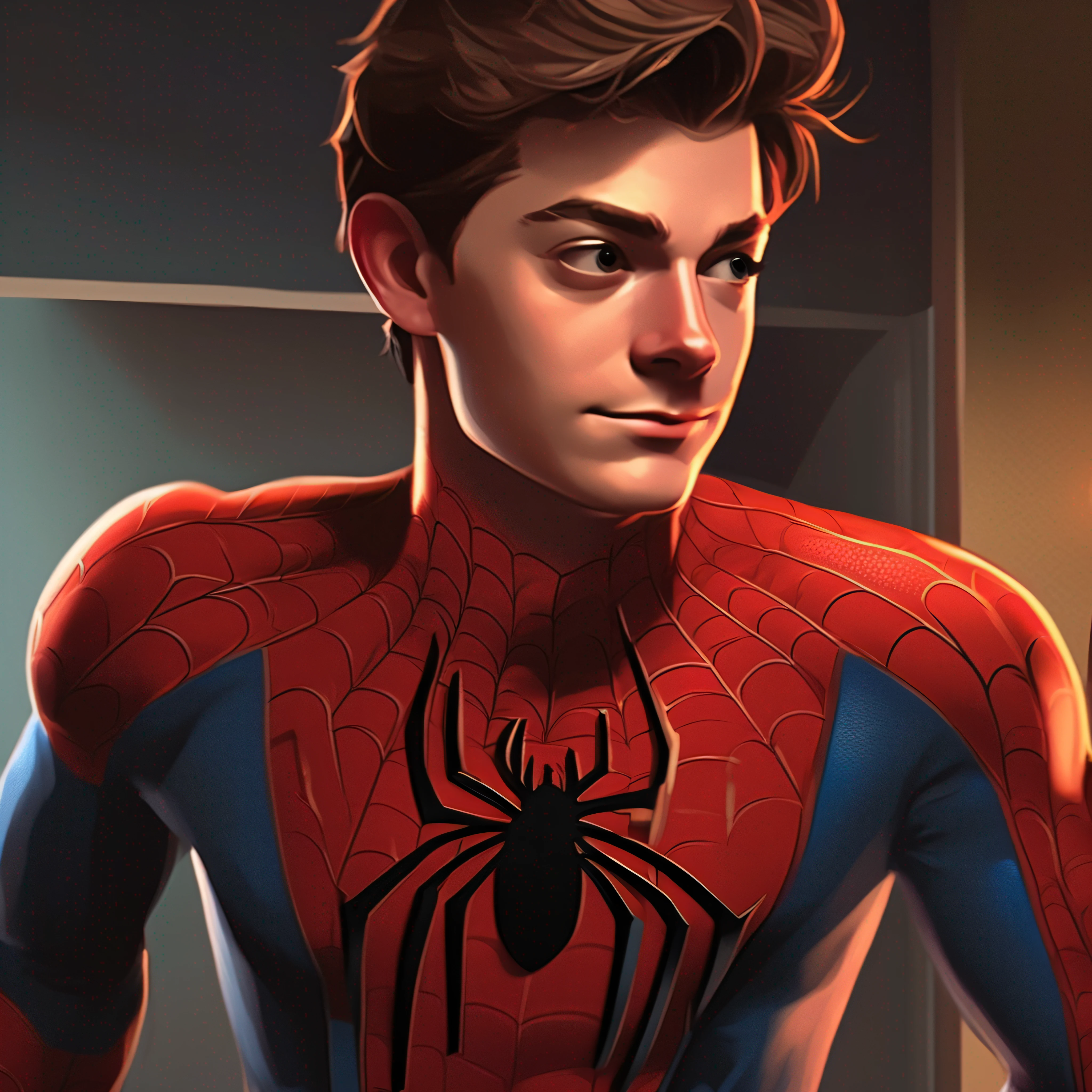 Spider - man in a suit with a red and blue shirt - SeaArt AI