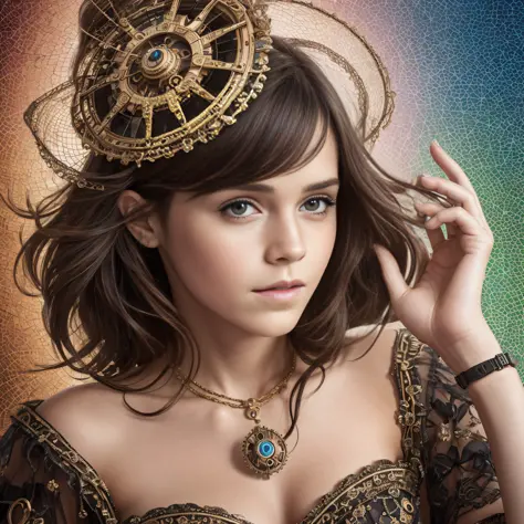 ((Emma Watson: 1.5)), (bela mulher steampunk impressionante), ((corpo inteiro: 1.3)), (ftorealista:1.5), (olhos ultra-detalhados...
