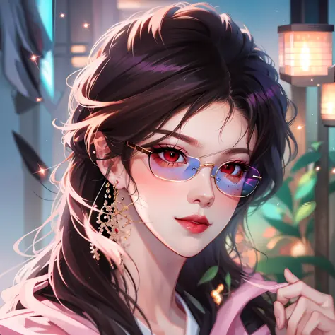 anime boy with black hair, red eyes and glasses staring at the camera, light smile, artwork in the style of guweiz, stunning anime face portrait, high quality portrait, anime style 4 k, high quality anime artstyle, beautiful anime portrait, detailed digita...