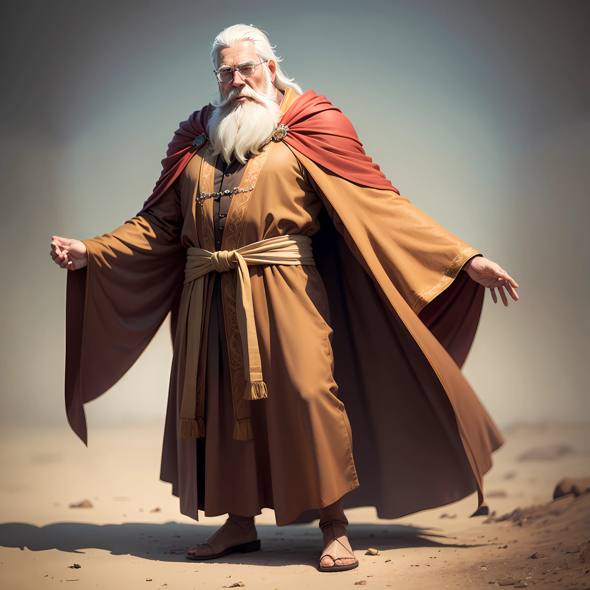 Full body noah with old brown robe white beard for children's story ...