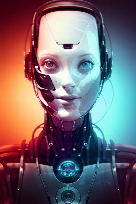 modelshot style, a portrait of woman,robot