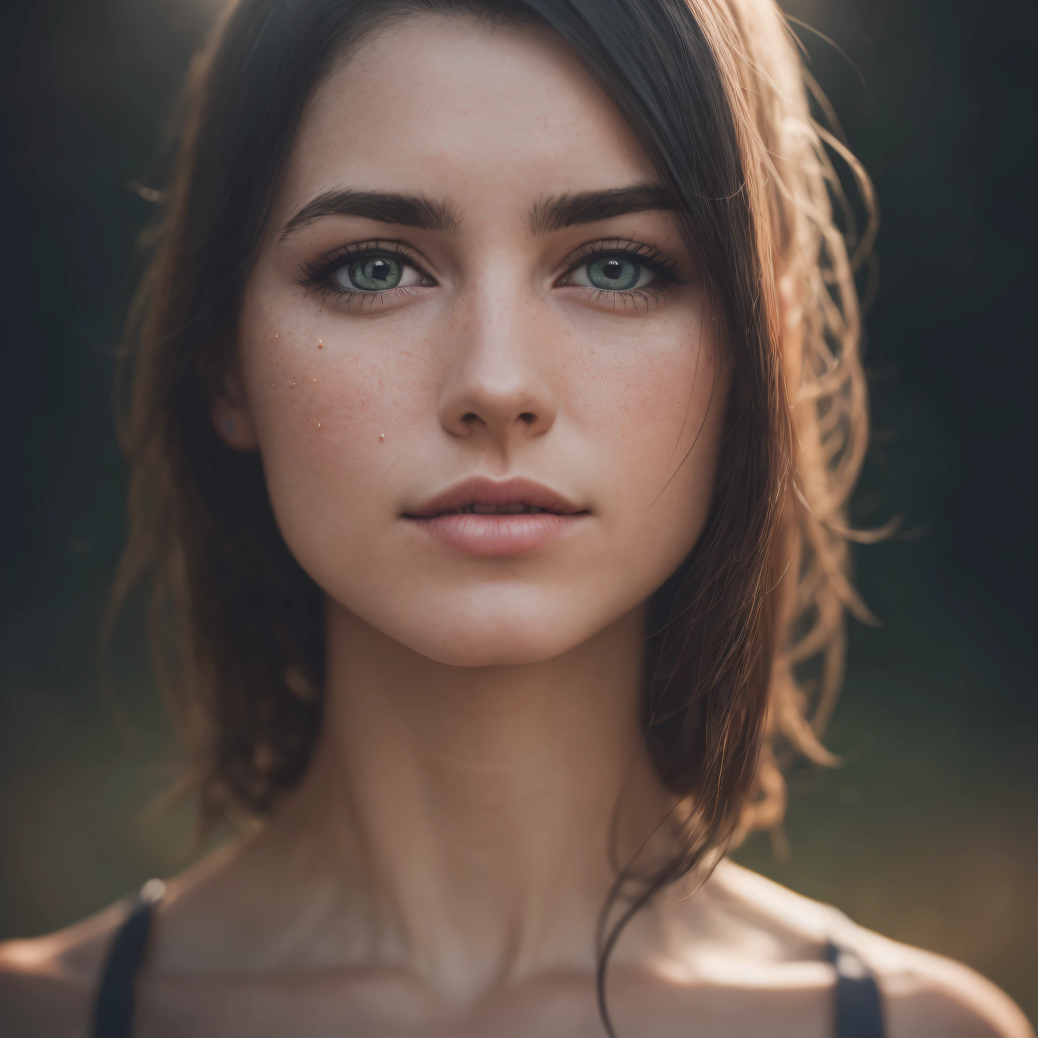 RAW photo, photography, photorealistic, Bokeh, raw, ((streaked sunlight over face)), close portrait, (extreme skin details), skinny (30yo Scottish woman), ultra realistic, rule of thirds, dramatic overhead lighting, detailed face, cute, shallow depth of field, intricate details, god rays, light leaks --auto