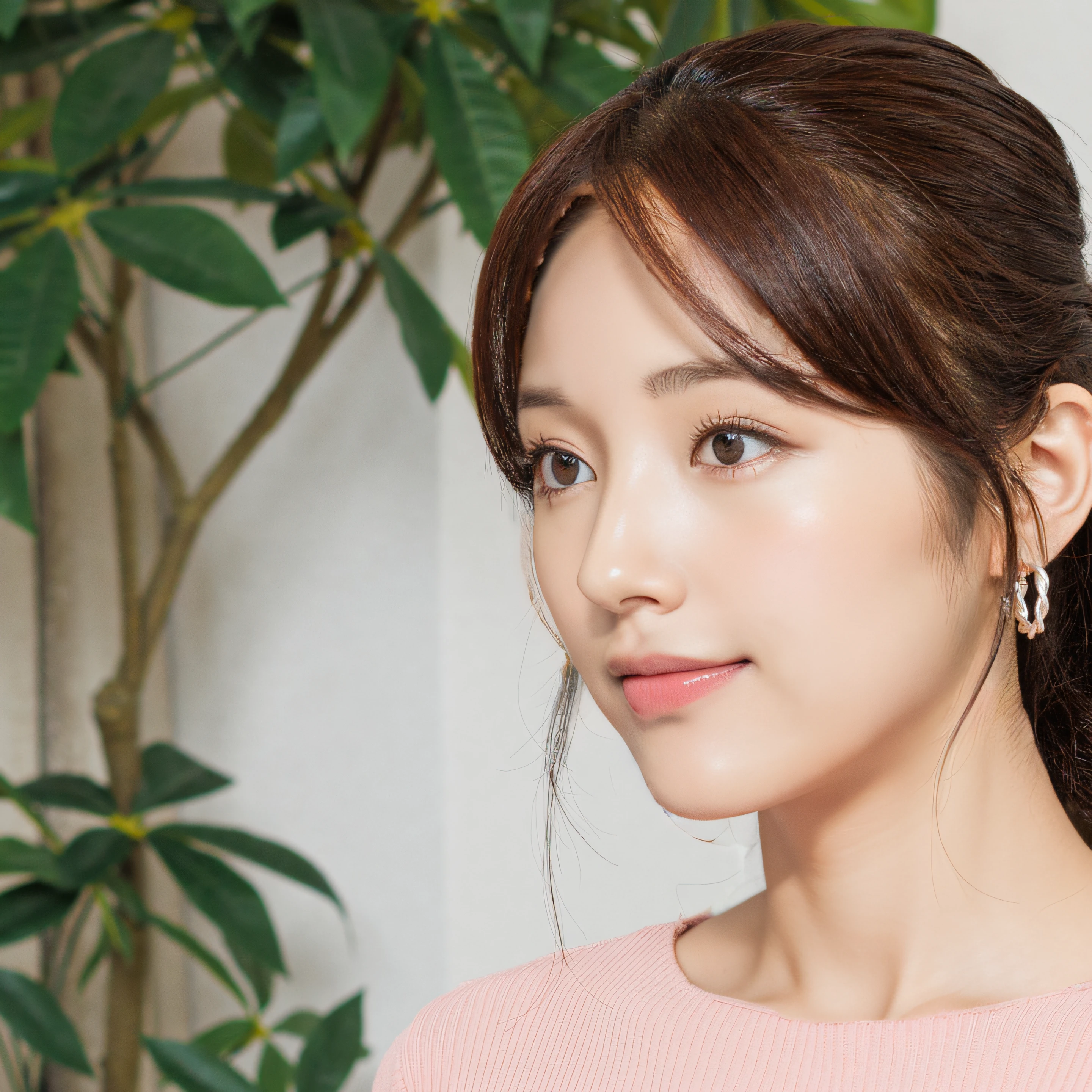 there is a woman that is looking at something in her hand, Young adorable Korean face, Beautiful young Korean woman, Gorgeous young Korean woman, Popular Korean Makeup, korean face features, popular south korean makeup, portrait of female korean idol, beautiful korean woman, slightly round chin, tzuyu from twice, cute korean actress, lee ji-eun, lee ji - eun