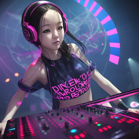 DJ AI Amai Liu performs a futuristic electronic music show on a holographic stage, where your movements are mapped in real time and projected in 3D, Creating a total immersion experience for the crowd.