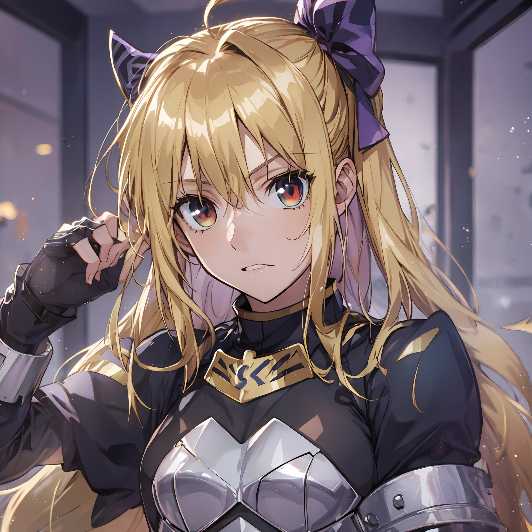 ((maximum quality、8K、))1 female、Anime girl with blonde hair and red eyes、Anime girl named Lucy、Portrait of a female anime hero、female anime character、portrait knights of zodiac girl、Altria Pendragon、Hajime Yatate、Symphogear、Giorno Giovanna、Cornelia from Code Geass、War Maiden Suvia、Luxurious armor、Abs beauty