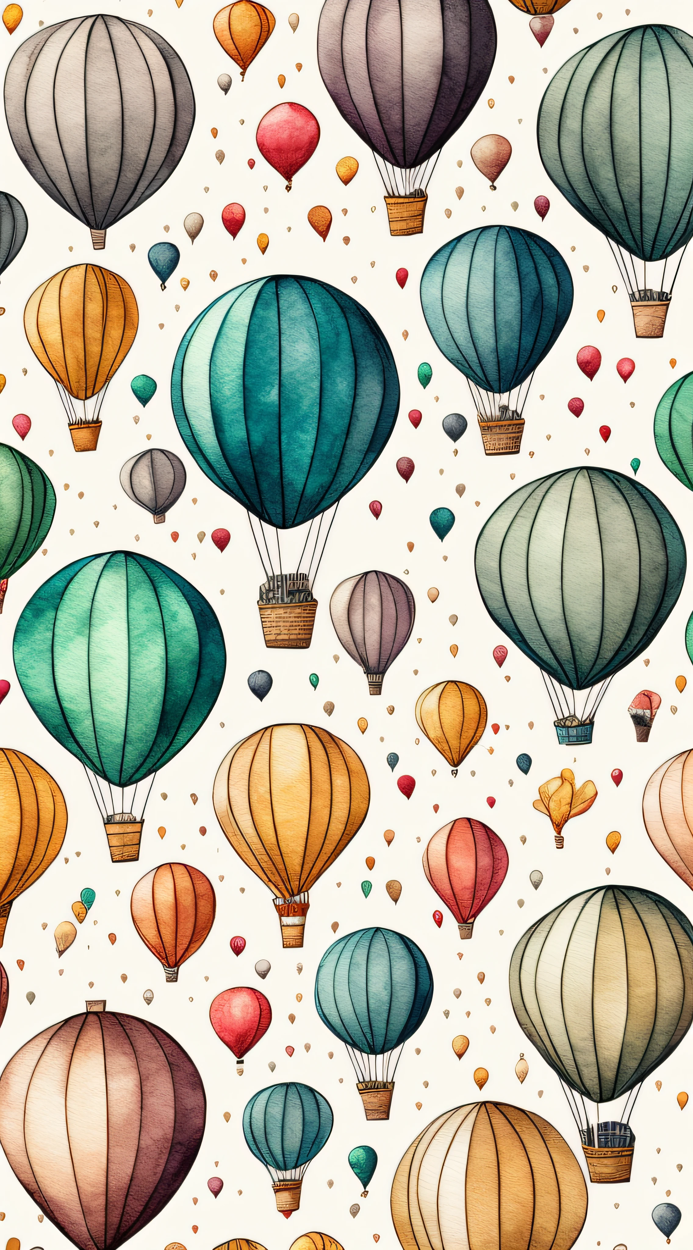 Vintage air balloons pencil sketch, ephemera paper design with ornate illustrations, vintage, distressed textures, muted colors, craft paper texture, handwriting lines in background, pen and ink on paper with watercolor washes Watercolor, vector, white background, rice paper texture, clipart, Seamless patterns, repeating patterns design, flat illustration, outlined , Vector, 4K, Art station, digital print, highly detailed clean, detailed illustration, 3D vector art, cute and quirky, fantasy art, watercolor effect, bokeh, Adobe Illustrator, hand-drawn, digital painting, low-poly, soft lighting, bird's-eye view, isometric style, retro aesthetic, focused on the character, 4K resolution, photorealistic masterpiece, flat background, isometric, bright vector, 4K resolution --auto