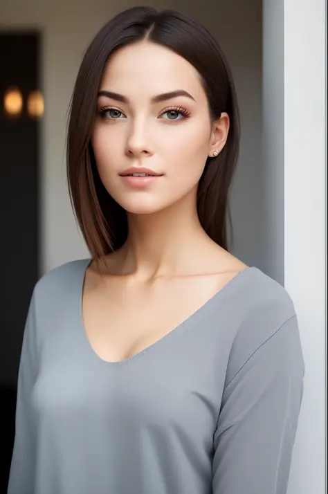 a photo of a woman, casual dressed, realistic skin