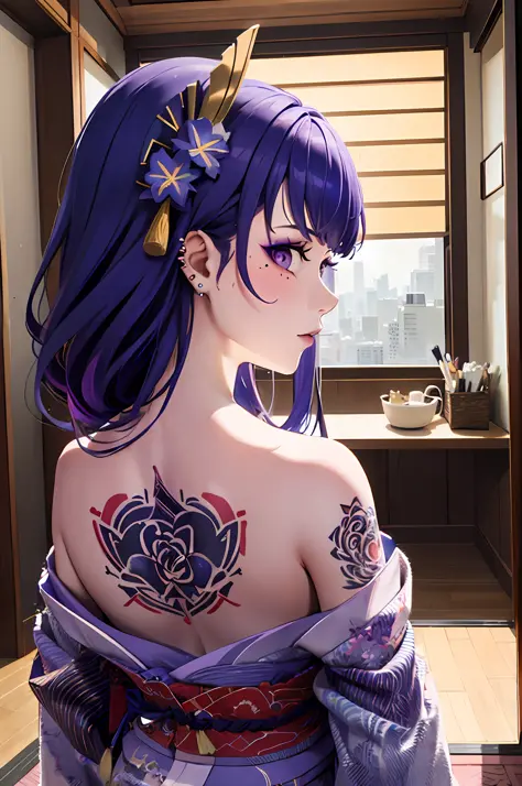 Drgon tattoo, kimono,
