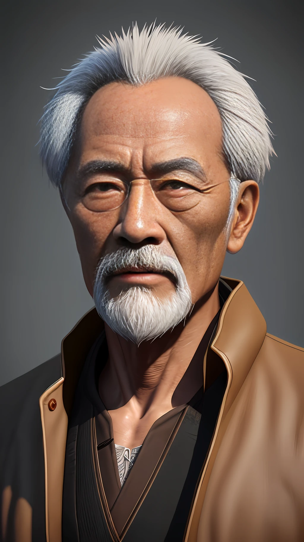 An old Chinese man in a coat, Long beard，Eyes shining，unrealengine, cinematic realistic portrait, 8k portrait render, ultra detailed portrait, closeup character portrait, high detail iconic character, 8k highly detailed face, inspired by senior character artist, Inspired by Oniyako, hyperdetailed photorealism --auto