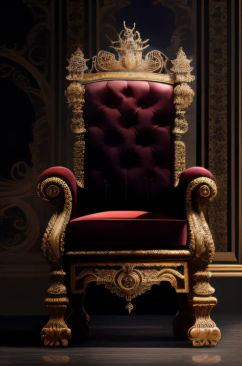 Close up of brown red chair on black background, throne, Sitting on a throne, Sitting on a throne, Sitting on a throne, lord fro...