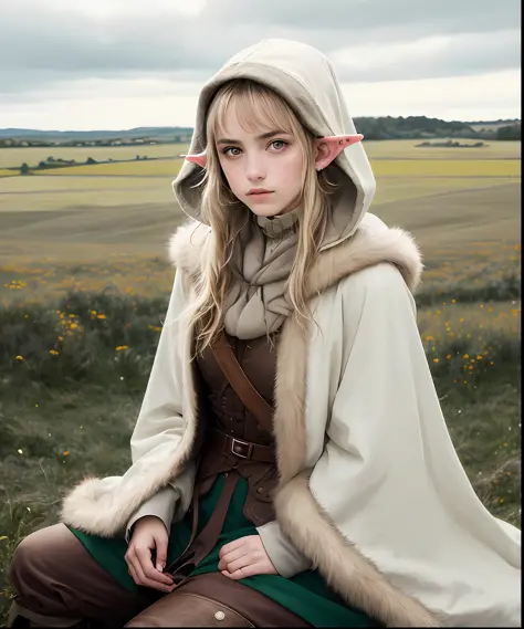 A beautiful french emo ((teen girl)) highly defined elven features