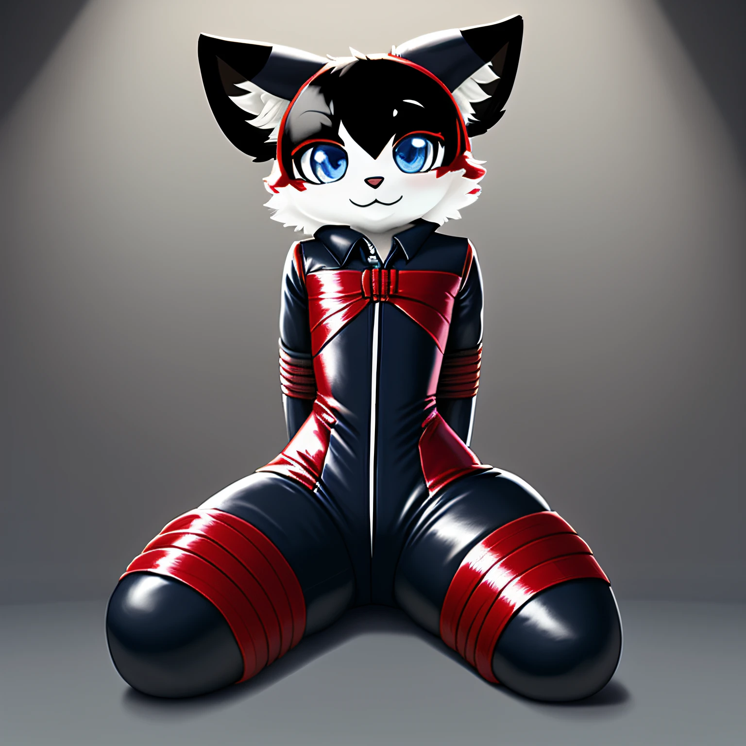 high quality, digital art, drawing, HD 4k, dreamlikeart, lens flare, upper body, looking at viewer, animal focus, furry, nudefursuit, 1girl, cute, kawaii, lovely, fur, fur head, narrow waist, animal ears, paw, paw shoes, ((bondage)), (((Tied up))), ((legs tied)), ((((Quadsuit:1.2)))), ((Bitchsuit:1.2)
